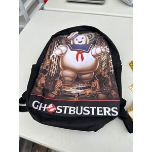 Ghostbusters Stay Puft Marshmallow Man Backpack Black Canvas Ecto-1 Graphic Bag